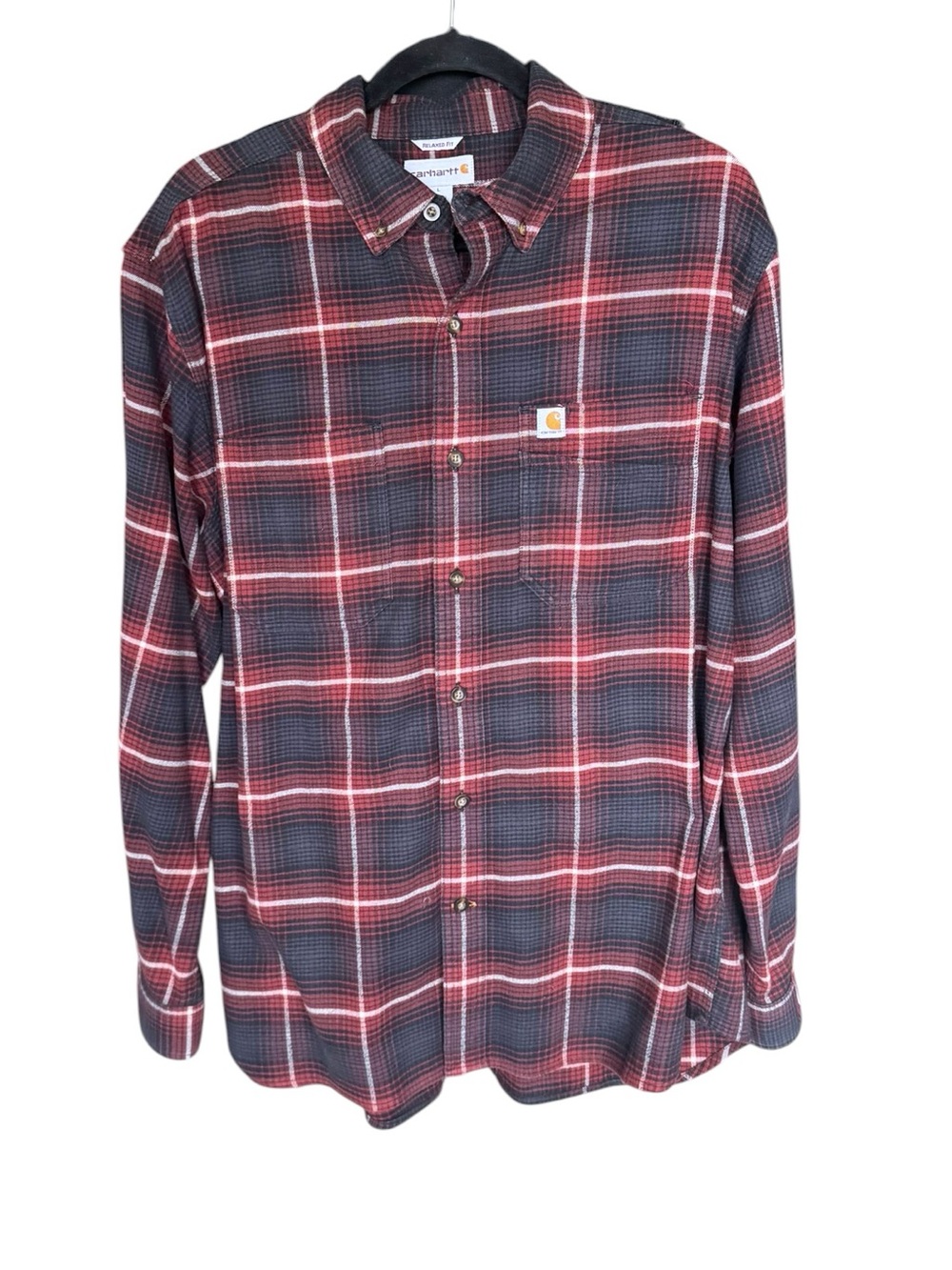 Carhartt Plaid Flannel Shirt L Relaxed Fit Workwear Grunge Streetwear CC28